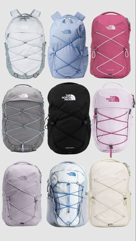 North Face Backpack School, High School Essentials, North Face Backpacks, Mochila Jansport, Cute Backpacks For School, School Backpack Essentials, Preppy School Supplies, Pretty School Supplies, School Suplies