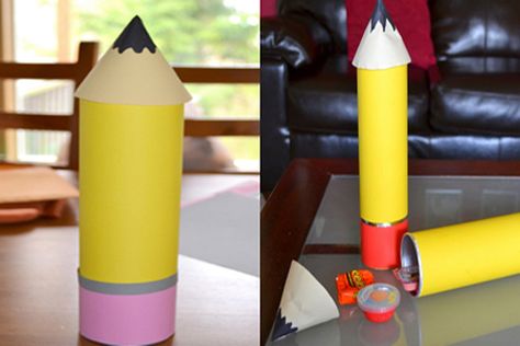 Back-to-School Giant Pencils - http://www.pbs.org/parents/crafts-for-kids/back-to-school-pencil-craft/ Pta Events, Luncheon Ideas, Teachers Appreciation Week Gifts, Pencil Crafts, Valentines Box, Pringles Can, Back To School Crafts, Back To School Party, School Pencils