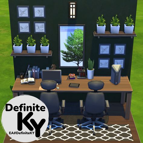 Sims 4 Room Base Game, Sims Office Ideas, Sims Rooms, Sims Freeplay Houses, Study Nook, Sims Games, Sims Freeplay, Los Sims, Study Rooms