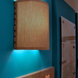 Great DIY wall sconce for those unsightly light bulbs that just stick out of the wall. Of course with different paper. Creating An Entryway, Creative Confidence, Creative Lamp Shades, Wall Lamp Shades, Antique Lamp Shades, Diy Lights, Make A Lamp, Wood Lamp Shade, Rustic Lamp Shades