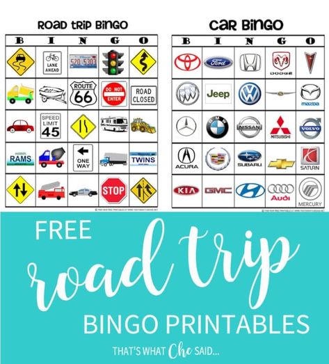 Free Road Trip Printables, Car Bingo, Printable Road Trip Games, Kid Cooking, Road Trip Scavenger Hunt, Family Car Trip, Road Trip Printables, Books Antique, Road Trip Bingo