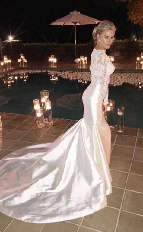 Bridal Beauty from Morgan Stewart & Brendan Fitzpatrick's Wedding Album | E! Online Morgan Stewart Wedding Dress, Morgan Stewart Wedding, Morgan Stewart Style, Morgan Stewart, Two Piece Wedding Dress, Wedding Albums, Brides Wedding Dress, Future Bride, Everything Wedding