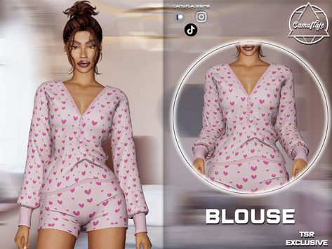 The Sims Resource - SET 413 - Blouse Sims 4 Cc Silk Pajamas, Sims 4 Women Pajamas, Sims 4 Cc Clothes Pajamas, Sims 4 Loungewear Cc, Sims 4 Cc The Sims Resource, Alpha Cc Sims 4 Clothes, The Sims Resource Clothing, The Sims Resource Cc, Sims 4 Pajamas Cc