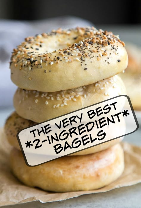 Easy Bagel Recipe, Yogurt Bagels, 2 Ingredient Bagels, Easy Bagel, Bagel Recipe Easy, Bagel Toppings, Plain Bagel, Two Ingredient, Gluten Free Breakfast