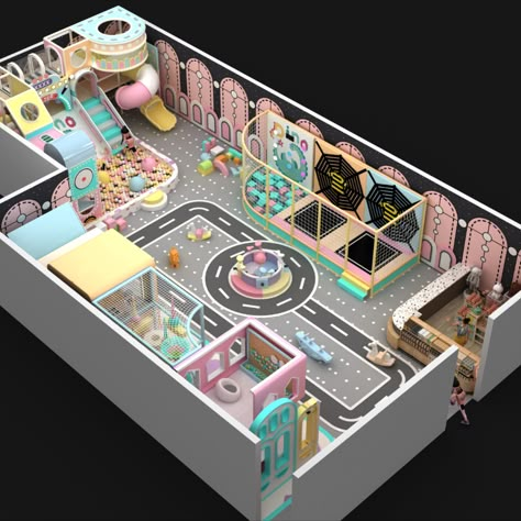 Indoor Playground 
#GOMENG Indoor Playground Floor Plan, Indoor Playground Business Ideas, Softplay Indoor Playground Ideas, Playground Design Indoor, Playground Floor Plan, Princess Playroom, Inside Playground, Cafe Business Ideas, Indoor Play Gym