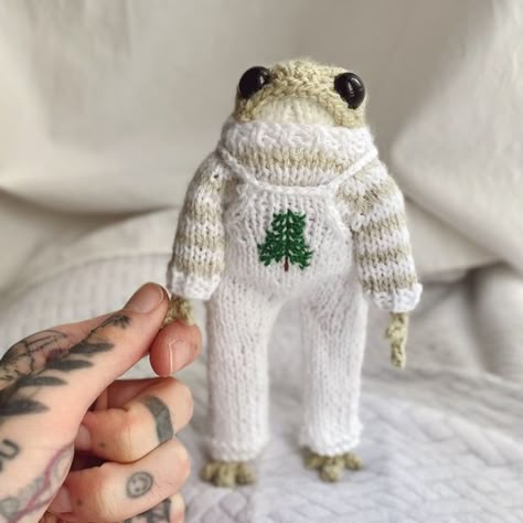 How To Crochet A Frog, Knitted Frog, Frog Amigurumi, Miniature Knitting, Frog Illustration, Sweater Patterns, Diy Doll Miniatures, Quick Crochet Patterns, Crochet Frog