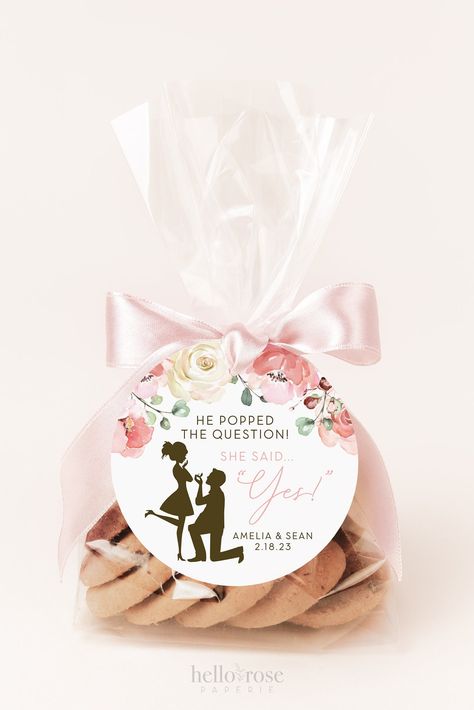 PRINTABLE He Popped the Question She Said Yes Favor Tags Stickers . Wedding Bridal Shower Bachelorette Hens . 2.25" Digital Download PDF #etsy #bridalshower #goodiebagtags #favorstagsstickers #printablefavortag #printablestickers #bridalshowerlabels #bridalshowerdiy #weddingfavorstag #sweetsfavorsticker #hepoppedthequestionshesaidyes Engagement Stickers Design, Engaged Stickers, That's What She Said Sticker, Bridal Shower Wine Labels, Bridal Shower Stickers, He Popped The Question, Printable Circles, Popped The Question, Stickers Wedding