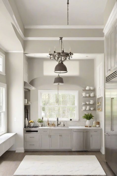 interior painting services, premium wall paint, designer home decor, professional home interior design Revere Pewter Kitchen Walls, Revere Pewter Walls, Revere Pewter Kitchen, Revere Pewter Paint, White Interior Paint, Light Oak Floors, Sage Green Kitchen, Choosing Paint Colours, Popular Paint Colors