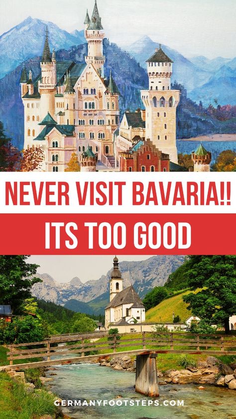 Looking for a complete Bavria Germany travel guide? This is not it! Click here for all the reasons why you shouldn't travel to Bavaria. It's a dangerous place to add to your travel itinerary and this is why! Bavaria Germany Travel, Bavaria Travel, Romantic Road Germany, German Travel, Germany Travel Guide, Romantic Road, Neuschwanstein Castle, Fairytale Castle, Bavaria Germany