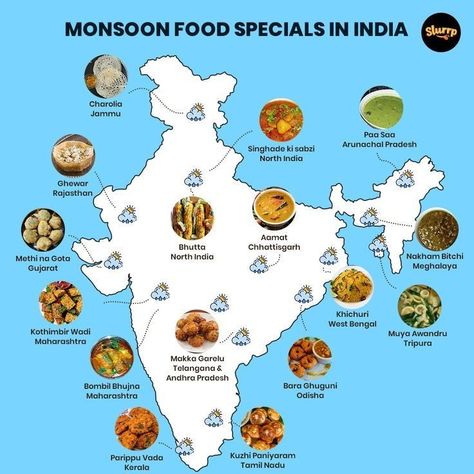 India Monsoon Food, Balanced Diet Chart, Indian Delicacies, Gk Facts, Food Specials, Cooking Recipes In Urdu, Famous Food, Food Map, Indian Foods