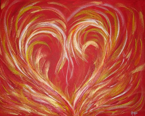 Hearts A Fire A Heart Painting, Fire Abstract, Butler Art, Heart On Fire, Burning Desire, Fire Painting, Dorm Art, Prophetic Art, Intuitive Art