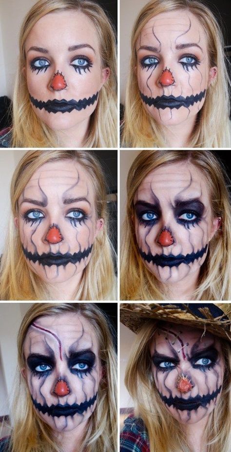 User Avatar#makeup #makeuptips #makeuptutorials #makeup #maskcara #MakeupIdeas #beauty Pumpkin Makeup Ideas, Scarecrow Halloween Makeup, Diy Halloween Costume Ideas, Make Up Diy, Scarecrow Makeup, Halloween Make-up Looks, Halloweenský Makeup, Scarecrow Halloween, Scary Halloween Pumpkins