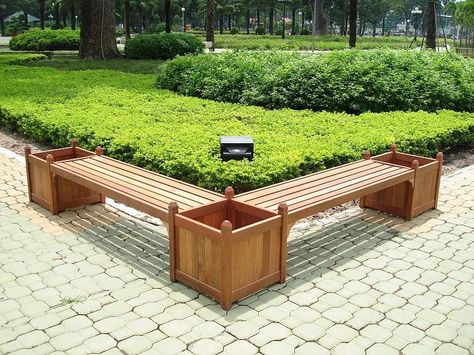 Flower Box Ideas | Market Umbrellas > Double Bench and Flower Box Combo Planter Bench, Backyard Retreat, Wood Planters, Flower Box, Garden Seating, Diy Planters, Garden Boxes, Outdoor Wood, Garden Bench