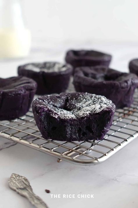 Ube Mochi Muffins - The Rice Chick Ube Mochi Muffin Recipe, Mochi Muffin Recipe, Mochi Muffin, Easy Mochi, Mochi Muffins, Ube Mochi, Mochi Donuts Recipe, Mochi Recipes, Breakfast Rice