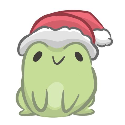 a very cute vibey happy holiday frog :3 Christmas Drawing Anime, Cute Little Christmas Drawings, Sticker Ideas Christmas, Cute Xmas Drawings, Cute Santa Drawing, Happy Frog, Cute Christmas Characters, Christmas Drawings Cute, Cute Christmas Cards Drawing