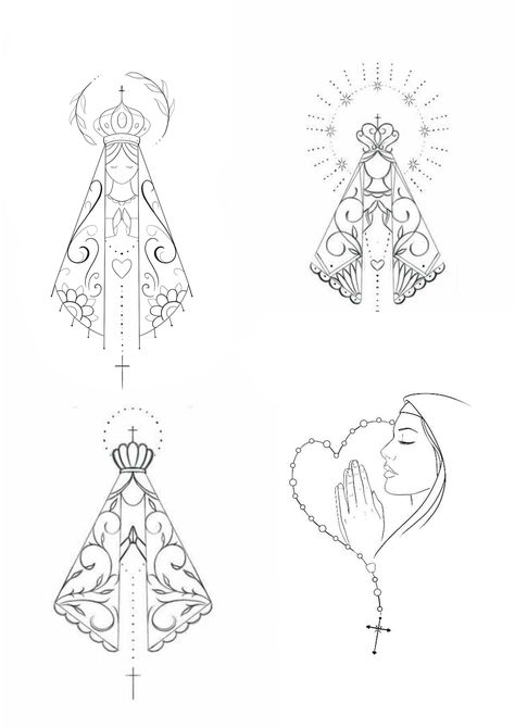 Simple Linework Tattoos, Virgencita Tattoo, Mother Mary Tattoos, Catholic Tattoos, Mary Tattoo, Mom Tattoo Designs, God Tattoos, Religious Tattoo, Religious Tattoos