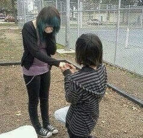 Emo Couple, Water, Hair