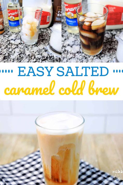 Easy Salted Caramel Cold Brew Stok Cold Brew Coffee Recipe Caramel, Salted Caramel Cold Brew, Salted Carmel, Cold Brew At Home, Cold Brew Coffee Recipe, Cold Brew Iced Coffee, Cold Brew Recipe, Apple Dump Cakes, Caramel Creams