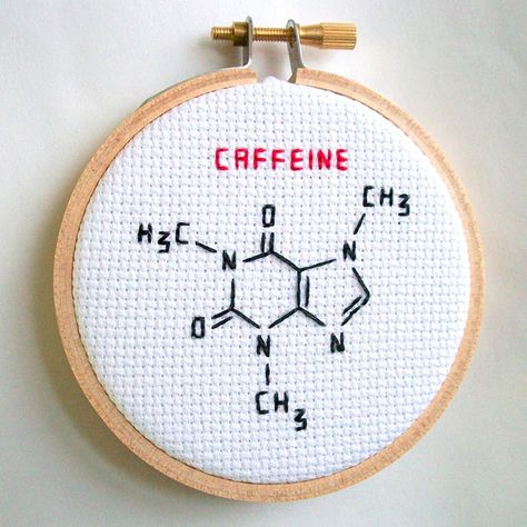 Caffeine Embroidery, Wood Embroidery, Caffeine Molecule, Nature Cross Stitch, Small Cross Stitch, Completed Cross Stitch, Stitch Ideas, Cross Stitches, Embroidery Cross