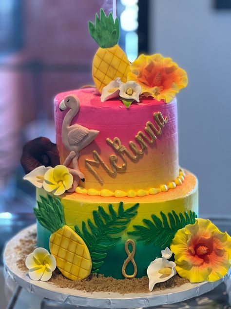 Flamingo And Pineapple Cake, Flamingo Pineapple Cake, Tropical Birthday Party Cake, Tropical Flamingo Cake, Hawaiian Birthday Cakes, Tropical Birthday Cake, Hawaii Cake, Tropical Cake, Flamingo Craft