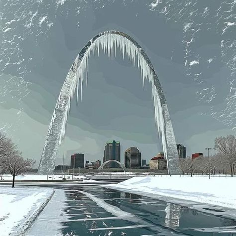 Saint Louis Arch, St Louis Arch, Saint Louis Missouri, Gateway Arch, Winter Illustration, St Louis Missouri, St Louis Mo, Cold Outside, Historical Events