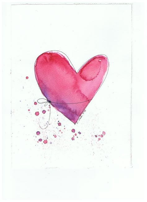 Valentines Watercolor, Valentine Cards Handmade, Diy Watercolor Painting, Watercolour Inspiration, Watercolor Paintings Easy, Watercolor Greeting Cards, Valentines Art, Watercolor Heart, Watercolor Painting Techniques