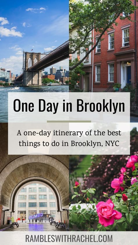 What to do and where to go when you only have one day in Brooklyn! From walking the bridge to the botanic garden, this one-day itinerary is full of the best things to do in Brooklyn, NYC. If you're visiting NYC, you have to spend a day in Brooklyn. Brooklyn Walking Tour, Brooklyn Places To Visit, One Day In Brooklyn, A Day In Brooklyn, Things To Do In Williamsburg Brooklyn, Brooklyn Ny Things To Do, Brooklyn Nyc Things To Do, What To Do In Brooklyn New York, Brooklyn New York Things To Do