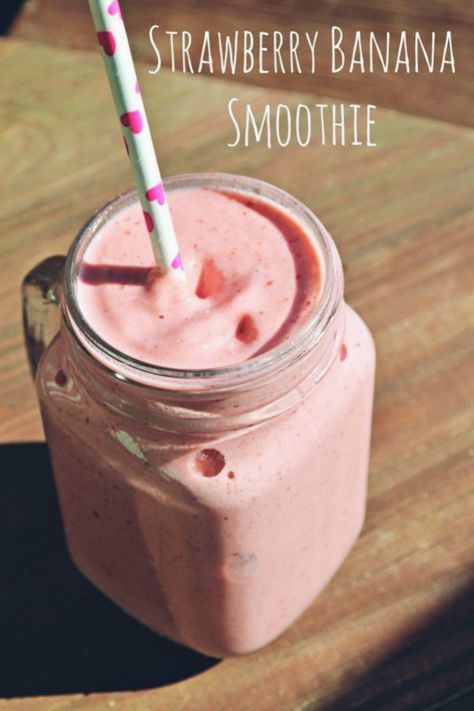 Strawberry Banana Smoothie Recipe, Resep Smoothie, Banana Smoothie Bowl, Banana Smoothie Recipe, Resep Diet, Smoothie Detox, Strawberry Banana Smoothie, Healthy Drinks Smoothies, Easy Smoothie Recipes