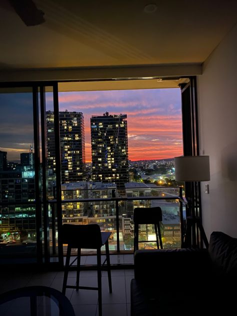 #brisbane #queensland #travel Australian Neighbourhood, Brisbane City Aesthetic, Brisbane Australia Aesthetic, Brisbane Aesthetic, Brisbane Apartment, Brisbane Homes, Queensland Travel, City Lights At Night, Apartment View