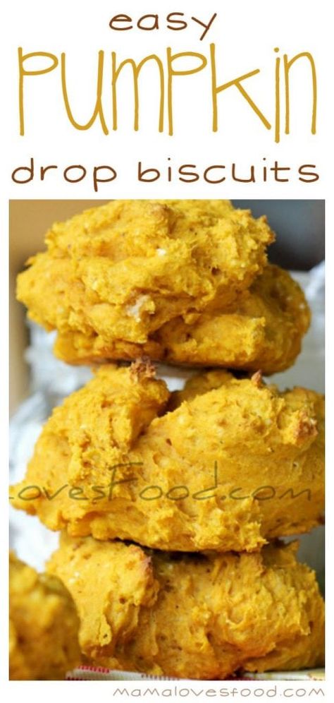 Pumpkin Biscuits, Easy Breakfast Treats, Easy Drop Biscuits, Canned Pumpkin Recipes, Drop Biscuits Recipe, Autumn Treats, Bread Biscuits, Clean Breakfast, Recipes Pumpkin