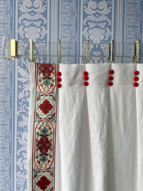 White Linen Curtain Panels With Trim, Beautiful Custom Curtains and Drapes, Available in Extra Long Length - Etsy White Linen Curtains, Linen Curtain Panels, Van Cleef And Arpels Jewelry, Linen Curtain, Long Curtains, Pencil Pleat, San Jose Ca, Curtain Designs, Curtains Window Treatments