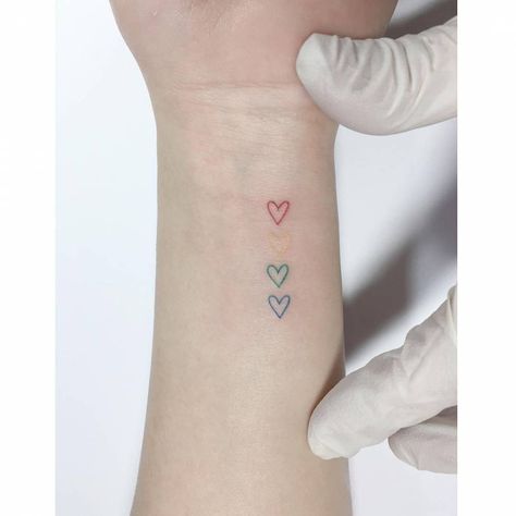 Fine Line Tattoo Color, Playground Tattoo, Jonboy Tattoo, Sacred Tattoo, Heart Tattoo Wrist, Flamingo Tattoo, Hearts Tattoo, Tiny Heart Tattoos, Small Heart Tattoos