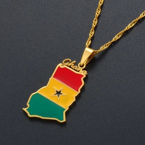 Just found this amazing item on AliExpress. Check it out! ￡1.69 | Anniyo Ghana Country Map and Flag Pendant Necklaces Charm Ghanaian Jewelry Ghana National Day  @138121 Ghana Map, Ghana Country, Ghana Beads, Ghana Fashion, Engagement Ring For Him, Surf Necklace, Unique Gifts For Couples, Ring Holder Necklace, Colored Necklace