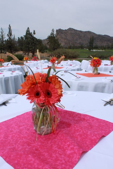 gerber centerpiece Daisy Wedding Centerpieces, Gerbera Daisy Centerpiece, Gerbera Wedding, Gerbera Daisy Wedding, Daisy Centerpieces, Pink Gerbera, Gerber Daisy, Daisy Wedding, Gerber Daisies