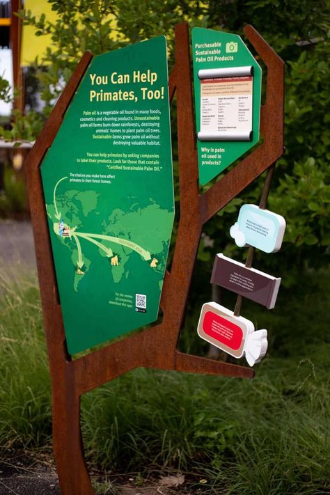 Interpretive Signage - Engraphix Architectural Signage, Inc. Zoo Signage Design Ideas, Wayfinding Signage Design Outdoor, Park Signage Design, Park Wayfinding, Signage Graphic Design, Garden Signage, Zoo Sign, Environmental Signage, Zoo Signage