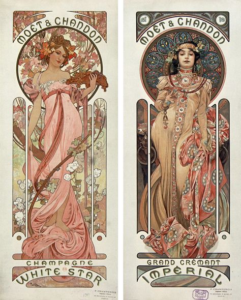 F. Champenois / Posters. Moët Chandon, 1899. BNF Gallica. Mucha is one of my favorite artists of the Art Nouveau period. saw his exhibit in Prague and fell in love! Alfons Maria Mucha, Art Nouveau Mucha, Moët Chandon, Illustration Art Nouveau, Alphonse Mucha Art, Design Art Nouveau, Illustration Kunst, Istoria Artei, Mucha Art