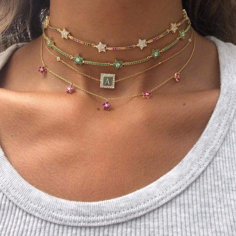 Rainbow Choker, Womens Silver Jewelry, Cute Star, Indie Jewelry, Silver Rings Simple, Dope Jewelry, Septum Piercing, Chain Choker Necklace, Rainbow Color