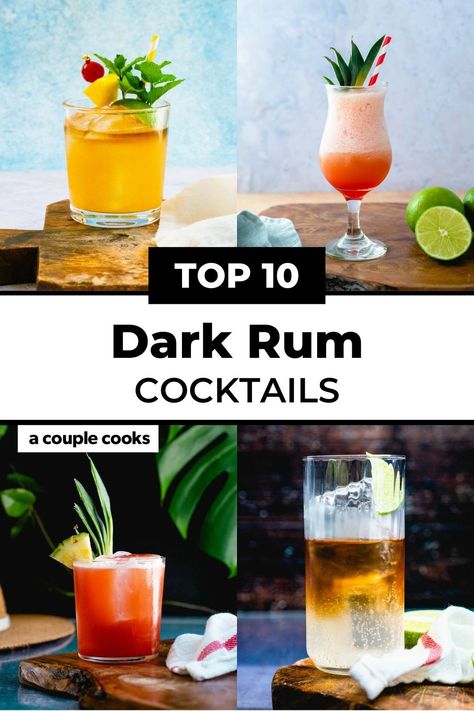 Try the top classic dark rum cocktails that highlight this unique type of rum! These drinks make the most of its deep caramel flavor. #darkrum #darkrumcocktails #darkrumdrinks Dark Rum Drinks Recipes, Barista Basics, Dark Rum Drinks, Rum Drinks Easy, Spiced Rum Drinks, Rum Mixed Drinks, Dark Rum Cocktails, Spiced Rum Cocktails, Rum Drinks Recipes