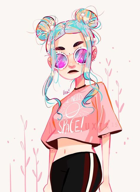 Space Buns Character Design, Dark Academia Aesthetic Tips, Space Girl Art, Space Buns Hair, Drawing Hairstyles, Space Drawings, Space Buns, Space Girl