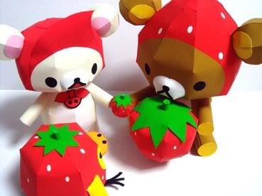 relax-bear-papercraft-strawberry-season Rilakkuma Papercraft, Hello Kitty Printables, Strawberry Season, Handmade Gifts Diy, Box Toys, Sumikko Gurashi, Paper Toy, Papercraft Templates, 3d Paper Crafts