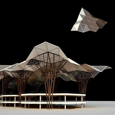 Hidden rooms and spaces up in the tree tops Canopy Architecture, Wedding Canopy, Diy Canopy, Arch Model, Roof Architecture, Top Architects, Canopy Design, Parametric Design, Roof Structure