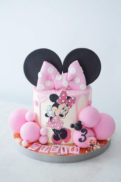 Minnie Mouse Cake 1 Tier, Tort Minnie Mouse, Mini Maus Cake, Tarta Minnie Mouse, Pink Minnie Mouse Cake, Minnie Birthday Cake, Minnie Mouse Cake Design, Minnie Mouse Birthday Theme, Minnie Mouse Cake Topper