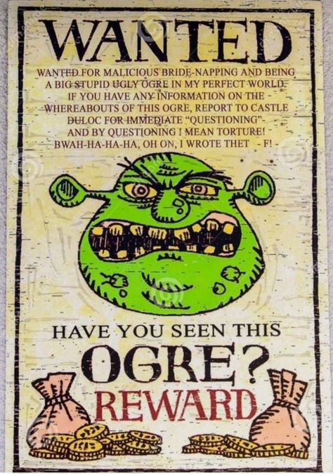 Shrek Beware Sign, Shrek Wanted Posters, Shrek Decorations, Shrek Poster, Shrek Birthday, Shrek Party, Beware Sign, Kid Friendly Halloween, Cartoon Font