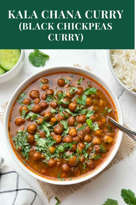 Kala Chana Recipe (Black Chickpeas Curry) Black Chana Recipe, Kala Chana Recipe, Chickpeas Curry, Chana Masala Recipe, Chana Recipe, Veg Recipes Of India, Black Chickpeas, Curry Recipes Indian, Vegetarian Curry