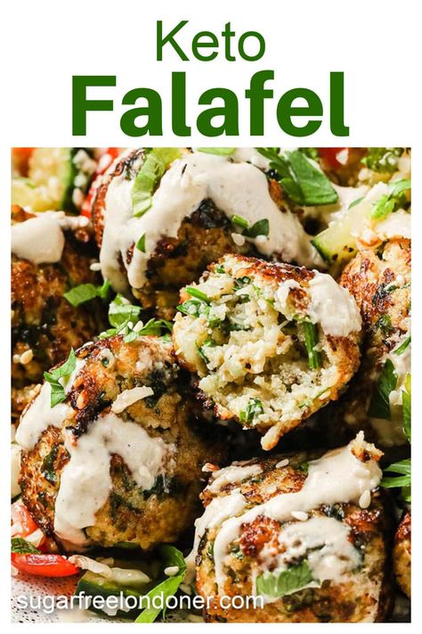 These keto falafel are so tasty - you won't believe they are made with cauliflower! Seriously, cauliflower falafel taste just like the real thing: crispy on the outside, soft on the inside and packed with plenty of flavour from spices and fresh parsley. This recipe works well as a lunch or dinner with a salad or serve as a keto appetizer with the tahini dipping sauce. Keto Falafel, Carb Quick, Ketogenic Meals, Salad For Lunch, Berlin Food, Falafel Recipe, Cauliflower Recipe, Vegetarian Recipe, Keto Paleo