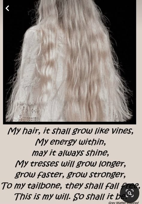 Spells For Long Hair, Spell To Grow Hair, Thick Hair Spell, Spell To Grow Long Hair, Spell For Long Hair, Hair Spells Grow, Long Hair Spell, Hair Growth Spells, Hair Spells Witches