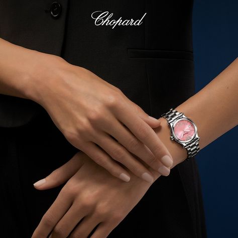 The #Chopard Happy Sport model is the first watch to combine diamonds with a stainless steel case. To this day, it remains one of the most iconic and desirable models in the industry. Explore the full range of luxury floating diamond watches for women: gold, white, rose gold diamond watches and stainless steel watches. Chopard Happy Sport available exclusively @stephanidesluxurygoods DISCOVER THE COLLECTION - LINK IN BIO #stephanides #luxurywatches #chopardhappysport #happysport #luxurylif... Luxury Business Diamond Watch, Analog, Chopard Diamond Watch, Chopard Happy Hearts Bracelet, Luxury Brilliant-cut Diamond Watch For Evening, Chopard Happy Sport Watch, Gold Diamond Watches, Sport Model, First Watch, Diamond Watches