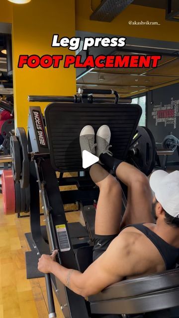 AKASHVIKRAM || FITNESS COACH on Instagram: "⚡️LEG PRESS VARIATIONS⚡️Hit LIKE👉🏻SAVE👉🏻SHARE
Foot placement on the leg press machine can change the way your muscles are targeted. Read below!🔥🔥⤵️
-
1️⃣ Abductors: widen the stance to engage outer thighs for a killer burn.

2️⃣ Quads: place feet shoulder-width apart, focusing on those powerful quadriceps.

3️⃣ Glutes & Hamstrings: shift feet higher on the platform, driving through heels for maximum posterior activation.

4️⃣ Calves: position feet lower on the platform, emphasizing calf engagement with every rep.

Elevate your leg day game and unleash your full potential!✅✅

Which version do you prefer❓

📍Tag a friend for whom this will be helpful.❤️

Follow @akashvikram_ for DAILY Motivation, workout & fitness tips.🚨🚨

Don’t you know ex Leg Press Workout, Calf Press, Leg Press Machine, Leg Exercises, Gym Classes, Leg Press, Motivation Workout, Press Machine, Leg Day