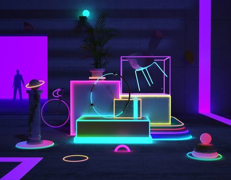 Random on Behance Events Aesthetic, Dj Console, Estilo Kitsch, Interaktives Design, Light Art Installation, Nightclub Design, New Retro Wave, 3d Street Art, Dj Booth