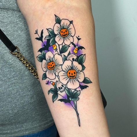 Cute Halloween Tattoos, Halloween Tattoos Sleeve, Autumn Tattoo, Sparrow Tattoo, Petit Tattoo, Muster Tattoos, Tattoo Hand, Inspiration Tattoo, Tattoos Geometric